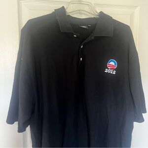 Akwa Classic Obama 2012 Polo Shirt Men’s‎ 2XL Black Embroidered Logo GUC